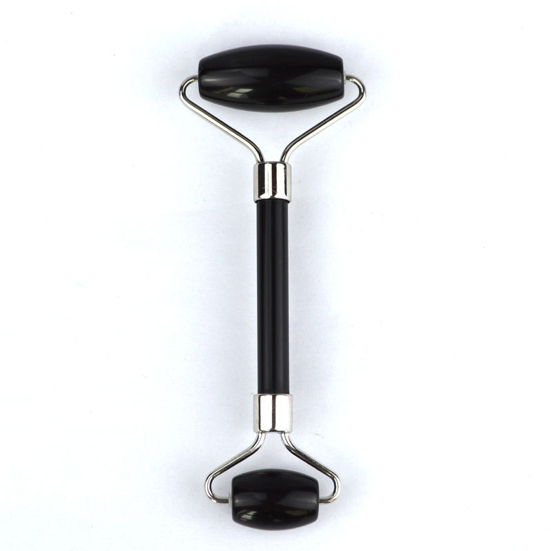 Roller di ossidiana nera naturale Guasha massaggio facciale Gua Sha Roller per viso collo e occhi Classic Jade Roller Accessibile