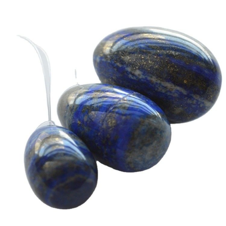 Set di 3 Uova di pietra Lapis Lazuli Uova per esercizi Kegel naturali Uova per gioielli Giada Yoni Uova perforate o non perforate 3 dimensioni realizzate