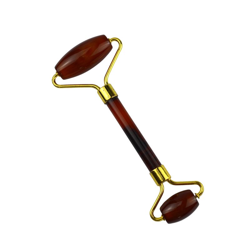 Disponibile il logo personalizzato del prodotto di bellezza facciale Carnelian Guasha Face Roller per massaggiatore di agata rosso cristallino naturale al 100%