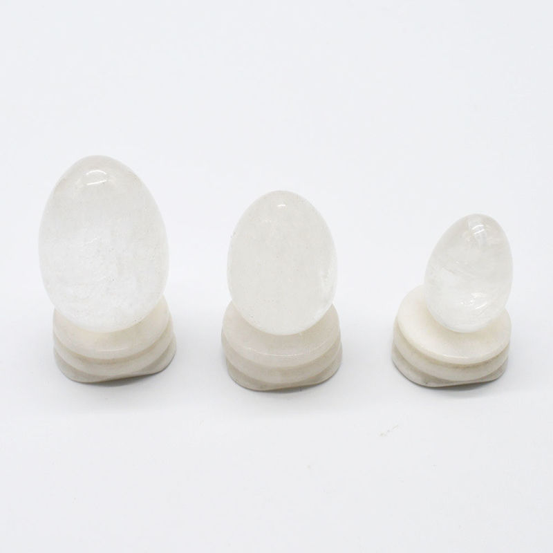 Tecnico lucido cristallo chiaro Quarzo Yoni Uova Bianco Sacro Gemstone Uova di Kegel per migliorare la salute pelvica