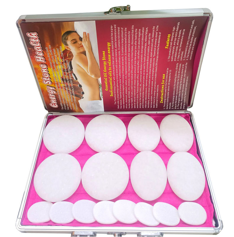 Funzione musicale 16pcs Giada Bianca Pietra Energetica Massaggio di Bellezza riscaldatore Spa Massaggio con olio essenziale per la cura della salute personale