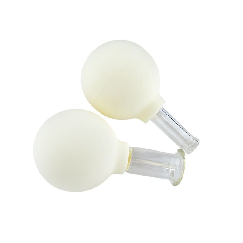 2023 Arrivi 2 pezzi di vetro silicone Cupping Set Massaggio vuoto suczione Cupping Cups per il viso da gomma e martello di massaggio