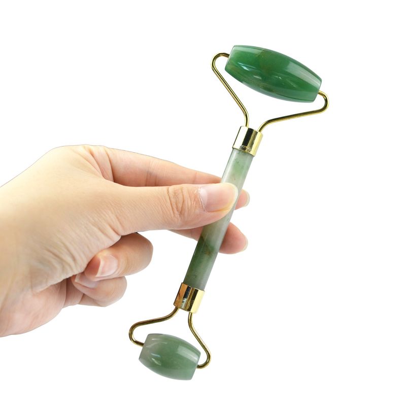 Attrezzature per massaggi facciali Verde Aventurine Gua Sha Jade Roller Stone Guasha Roller per massaggiare il viso