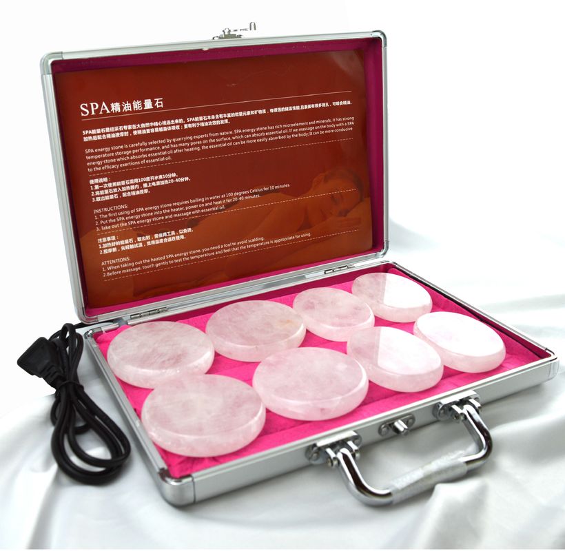 Massaggio del corpo Pietra di quarzo chiara Gua Sha 8pcs Guasha Set con scatola di riscaldamento Massaggio termico Pietre energetiche