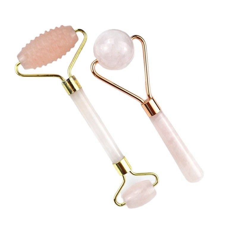Massaggio muscolare Massaggiatore facciale 2024 Rose Quartz Naturale Jade Roller Gua Sha Strumenti con Logo personalizzato