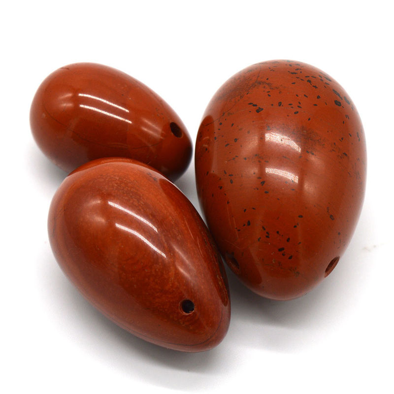 Uova di giaspo rosso Pietre naturali Pietre curative Esercizi Kegel artigianali Per le donne Uova di cristallo Yoni Set caratteristica regionale