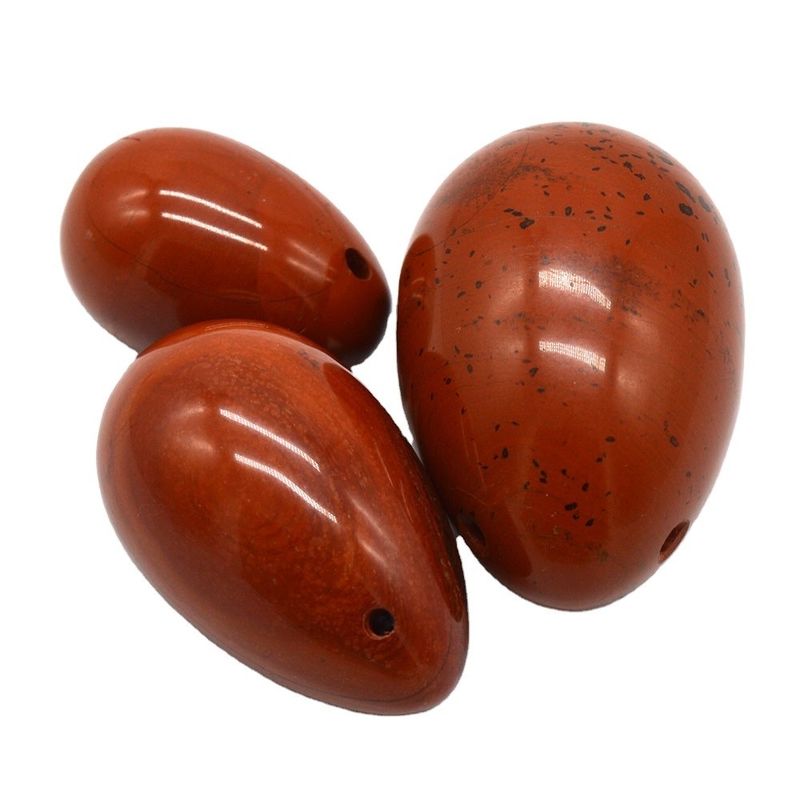 Uova di giada perforate in giaspo rosso Set di uova Yoni naturali per la salute fisiologica delle donne OEM approvato
