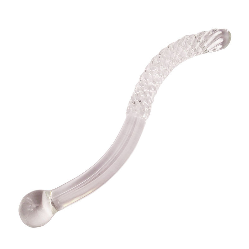 Tecnica intagliata 250mm Cristallo vetro Dildo massaggio bacchetta per donne Yoni bacchetta bastone stile Feng Shui Logo personalizzato