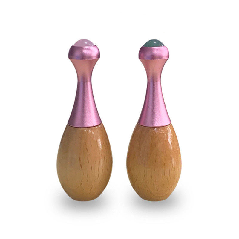 Manico di legno Jade Massage Roller Facial Gua Sha Massage Stick e Strumenti per la cura degli occhi per promuovere l'assorbimento della crema per gli occhi
