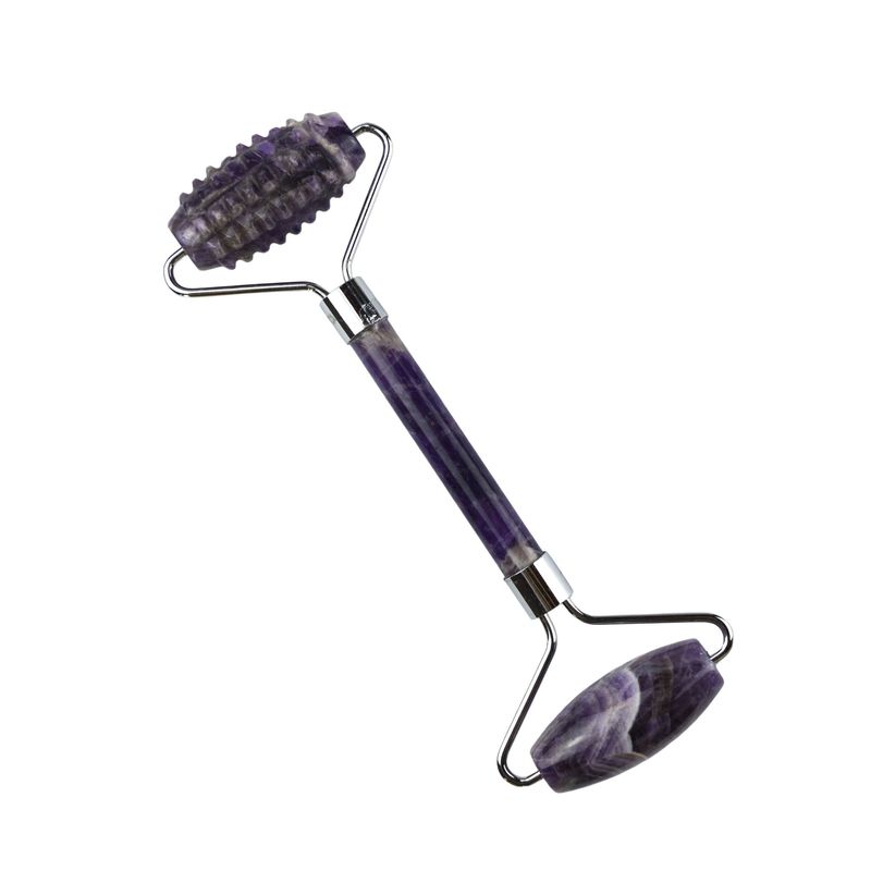 Prodotto di tendenza del massaggio muscolare 2024 Natural Amethyst Facial Roller Guasha 100% Natural Jade Massager For Face Massage Products Beauty Tools