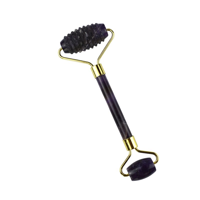 Attrezzatura per il massaggio facciale 2024 Amethyst Facial Jade Roller 100% Massaggiatore di cristallo naturale per la pelle Occhi collo Strumenti di bellezza