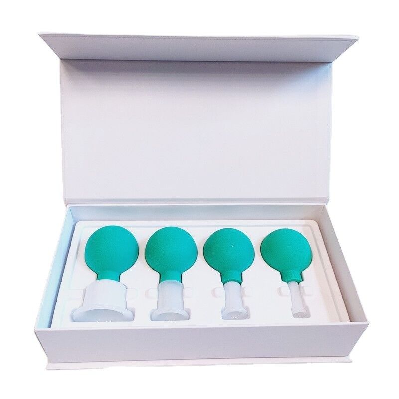 Rimuovere l'umidità e alleviare il dolore 4 pezzi di vetro Cupping Set per faccia pelle schiena Massaggio muscolare spalla