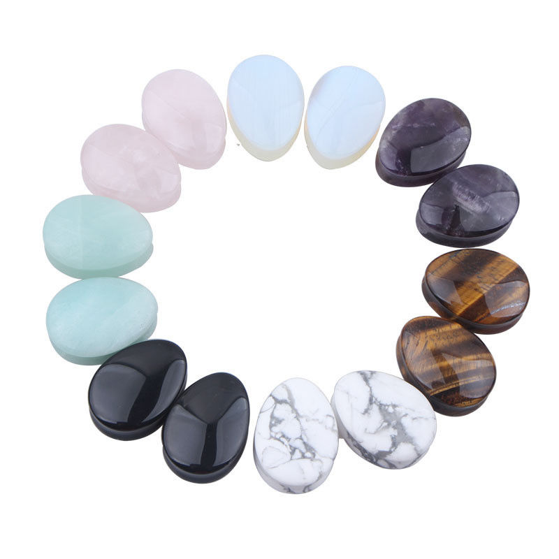 Stone Auricle Ear Expansion Pug Piercing Body Jewelry Natural Crystal Jade Stone Popolare OEM ODM Agate Plug Tunnel Gioielli