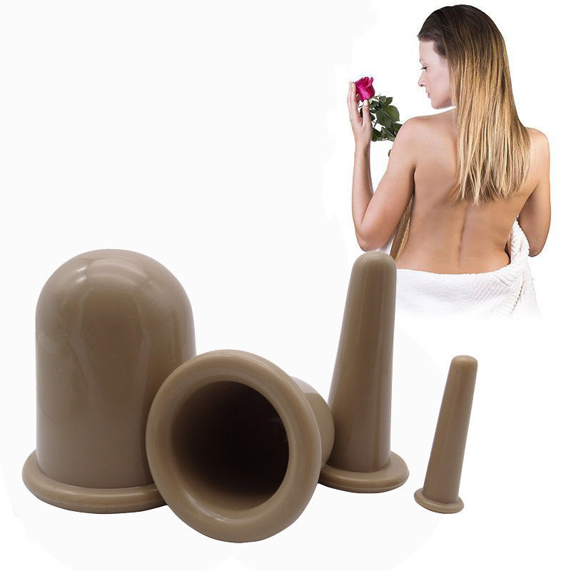 Khaki 4 pezzi corpo aspiratore in silicone e cupping facciale set per la cura della salute a domicilio Logo personalizzato accettato