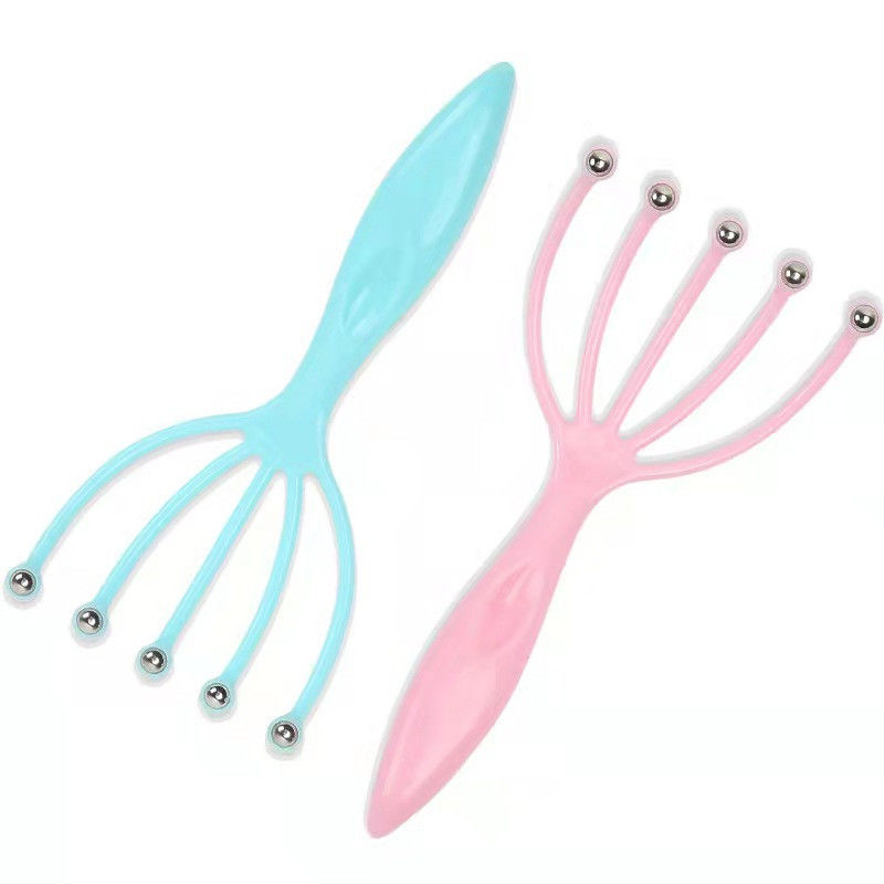 Blu/Pink Five Claw Head Massager Palla d'acciaio per massaggi di rilassamento del cuoio capelluto Strumenti di massaggio 100g Per alleviare il mal di testa Strumenti di dragaggio per meridiani