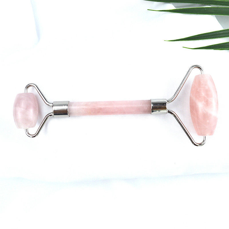 Attrezzatura per massaggi facciali Rosa Rosa Quarzo Gua Sha Massaggio Ghiaccio di Giada Naturale Roller per la terapia anti-invecchiamento Nefrite Pietra