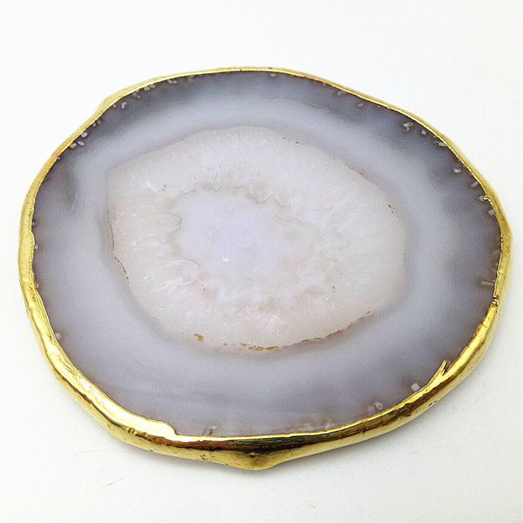 Caratteristica regionale Agate Coaster Grey Slices Polished Crystal Natural Gemstone Flower Pot Engraving Folk Art Sculpted Sculpted