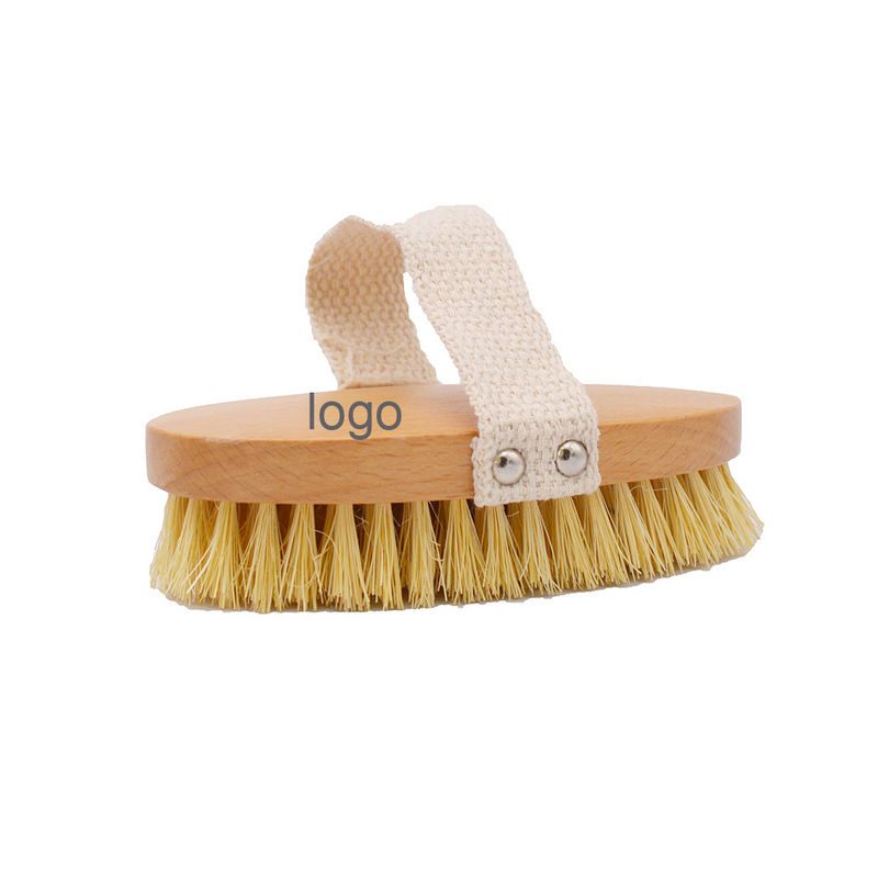Spazzola per il corpo secco Sisal Bristle per esfoliare la cellulite e massaggiare la pelle secca in colore legno