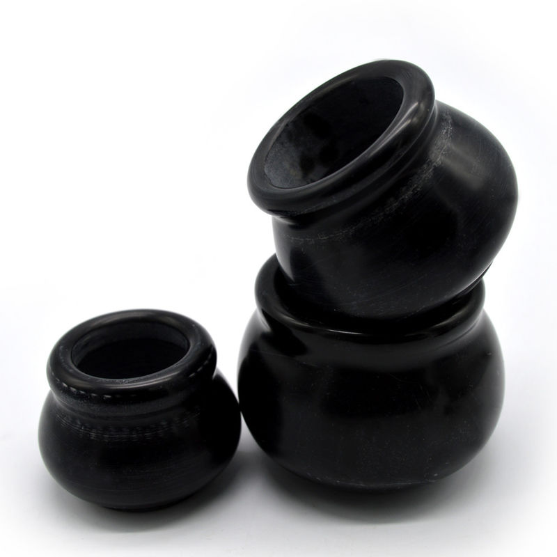 Proprietà Apparecchi di medicina cinese Agopuntura Vaso di fuoco Cupping Hijama Tazze Set Bian Stone Nero