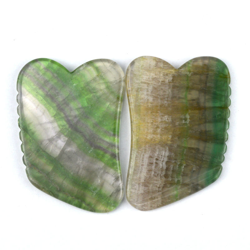 Pietra di massaggio cura della pelle Arco Iris Fluorito Naturale Gua Sha Board per massaggio del cuoio capelluto e del viso