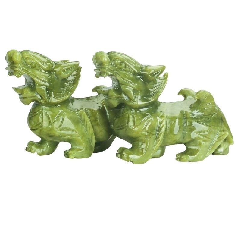 Figura regionale Par di giada naturale Pixiu ufficio interno Feng Shui Giada intaglio artigianato giada ornamenti Feng Shui Pixiu