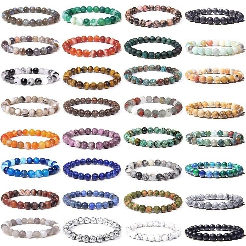 Braccialetto da perline di giada naturale per donne Ametista Cristallo Quarzo Acquamarino Smeraldo Gioielli Agata Braccialetto Elastico Per Uomini