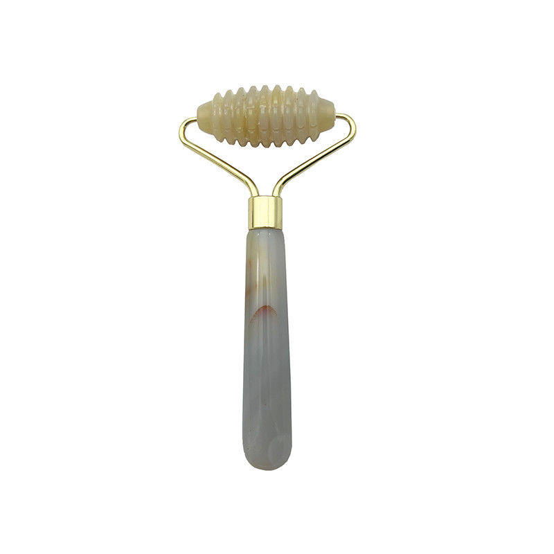 Logo del Cliente 100% Grigio Naturale Agate Roller Giadeite Cristallo Contenitore di Bellezza Massaggio bastone attrezzature per la cura della salute del viso