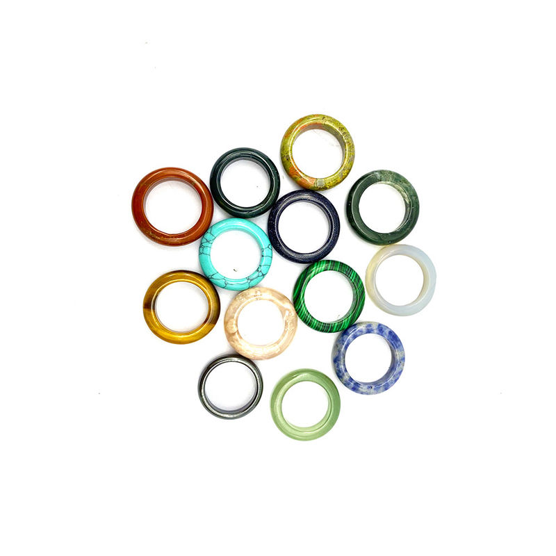 Anello di Giada di Design Naturale Gemstone Agate Verde Avventurino Turchese Topazio Giada Anelli Portatili ETC Tema Feng Shui