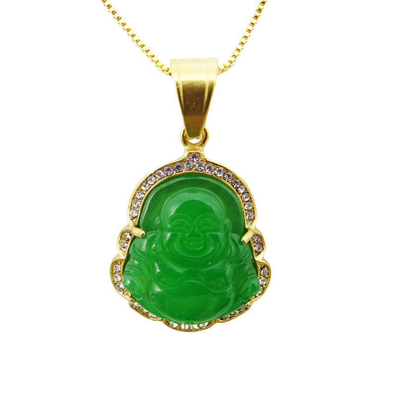 Tematica del buddismo Incisione Tipo di incisione Lucky Laughing Buddha Pendente Catena Collare Amuleti Gioielli per Uomini Donne Ragazzi