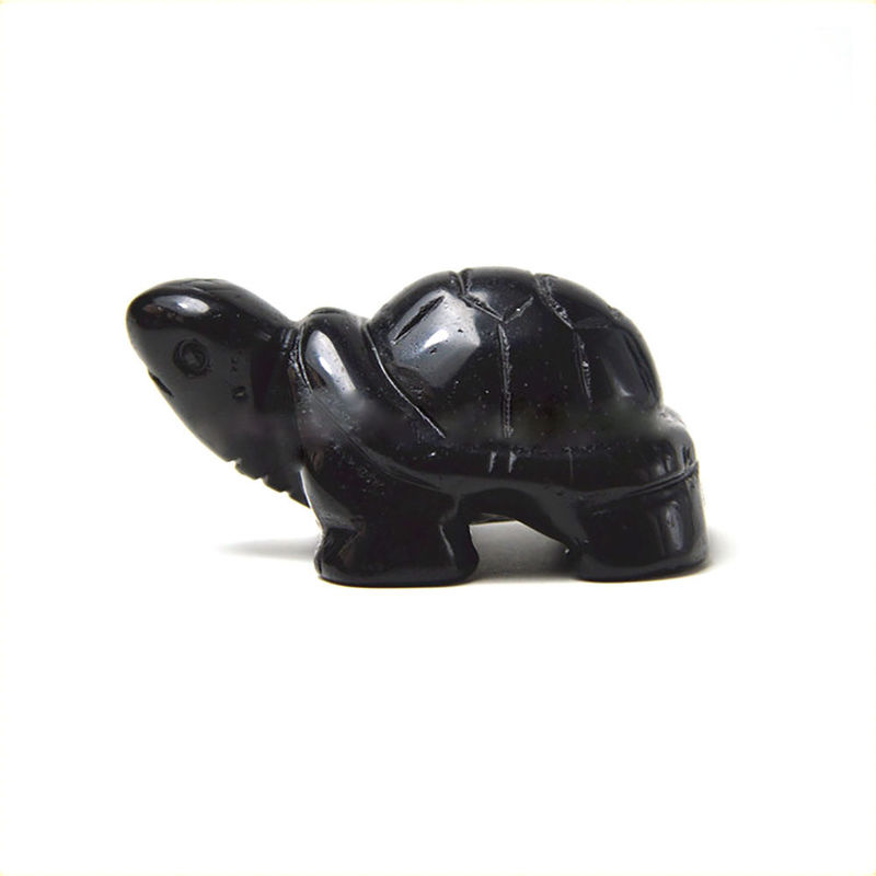 Pietra preziosa nero ossidiana tartaruga intagliata animale di pietra per l'amore Decorazioni a tema
