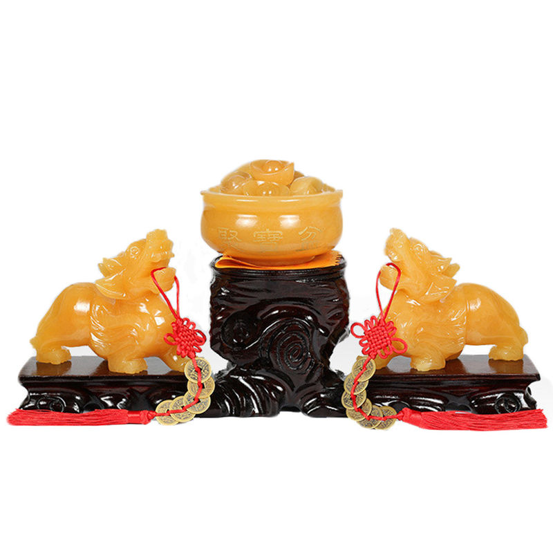 Disponibile in negozio Gialla Giada Pixiu Statua Fengshui Regalo per la ricchezza e la prosperità