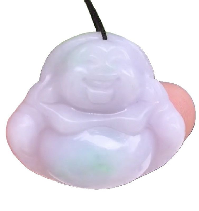 Verde Portabile Birmania naturale viola intagliata giada giada ridendo Budda pendente per donne e bambini colore naturale