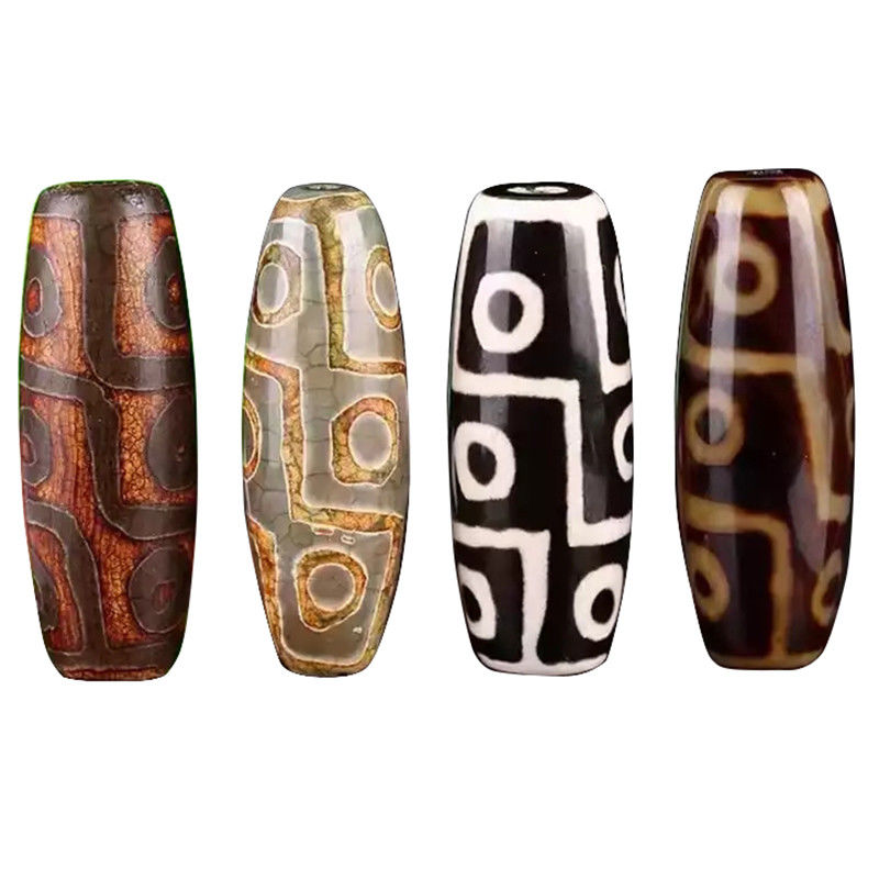 Tecnica Gemma libera naturale lucida Tibetano 9Occhio Dzi Perla 40mm Agate Barrel Perle per gioielli