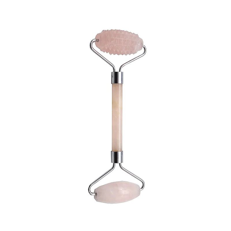 Roller di massaggio del viso portatile in quarzo rosa Gua Sha Lo strumento per la cura della pelle per gli amanti delle pietre naturali