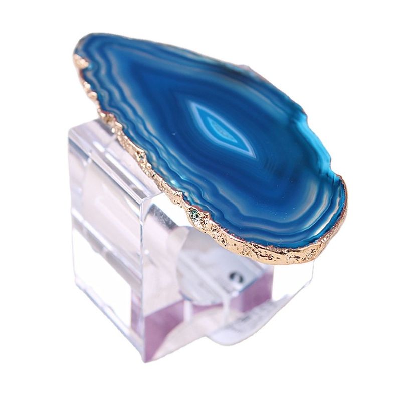 Anello di tovagliolo a chiusura a cristallo in forma quadrata, in pietra di agata naturale, per un elegante tavolo