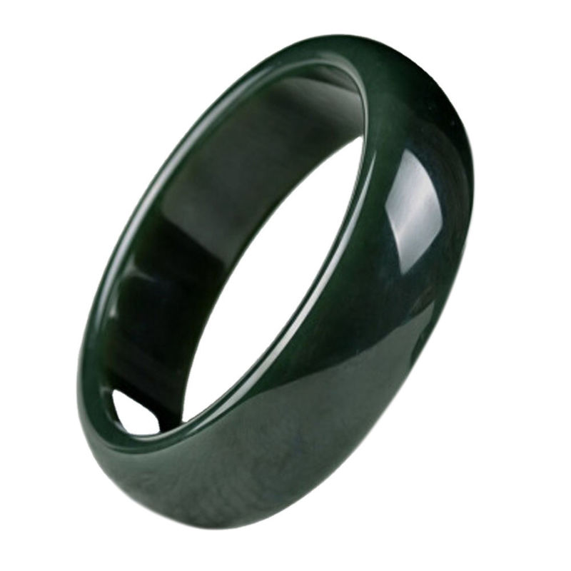 Braccialetto di giada etiana Nefrite verde fatto a mano in stile popolare 54-65mm con design naturale unico