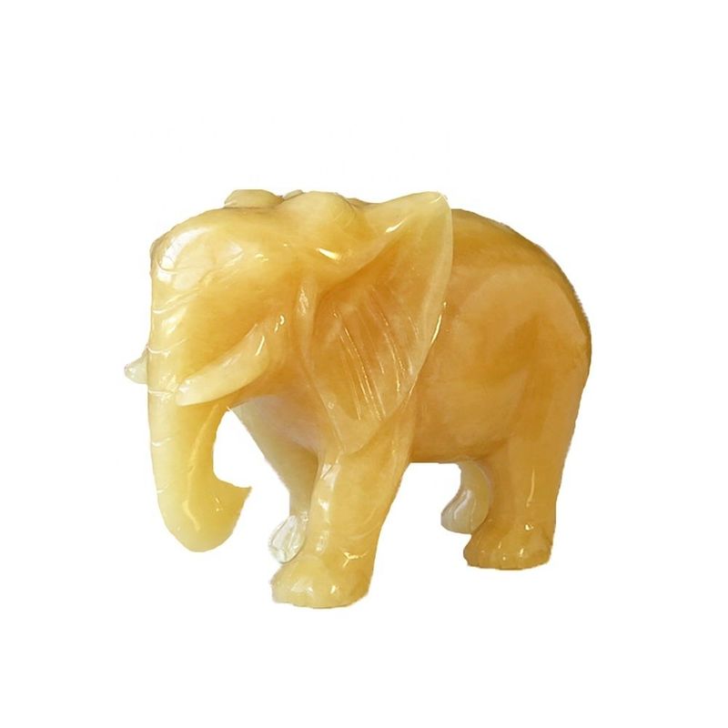18 cm Topazo scolpito a mano Elefante di pietra Statua di cristallo Figurina per la decorazione domestica