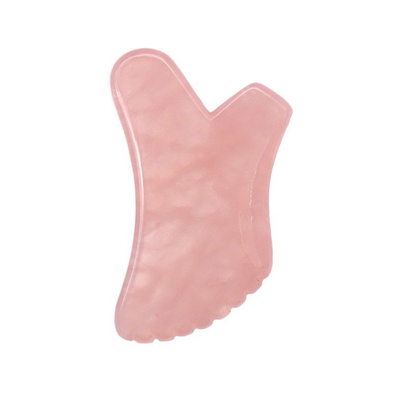 Logo personalizzato Strumento di massaggio corporeo naturale a quarzo rosa Gua Sha per la cura della pelle e la salute facciale