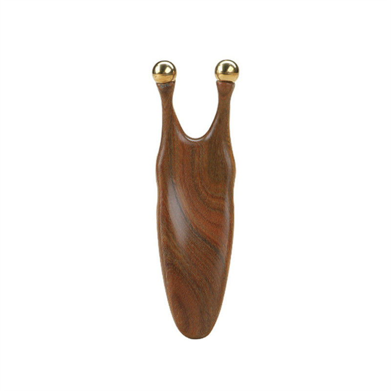 Strumento di massaggio Gua Sha di legno di sandalo di rame puro per la stimolazione del viso e degli occhi