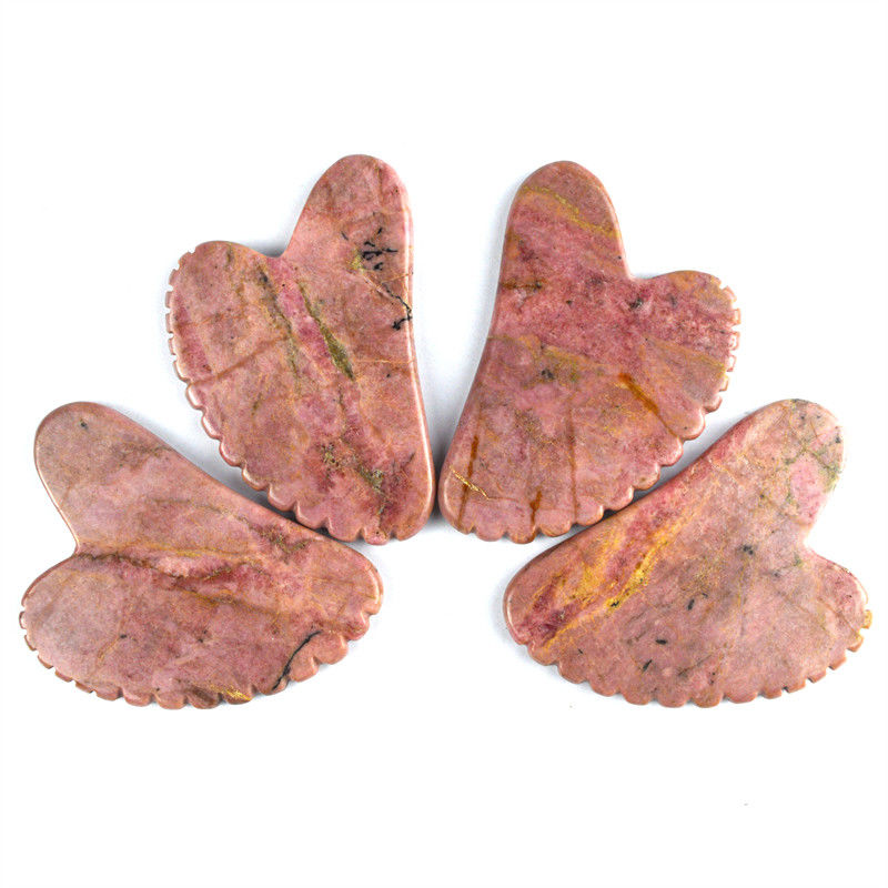 Muscoli del corpo Forma naturale del cuore Rodonite Pietra Gua Sha Scratching Board Denti Guasha Pietra Faciale Cosmetica Massaggio Strumento cura della pelle