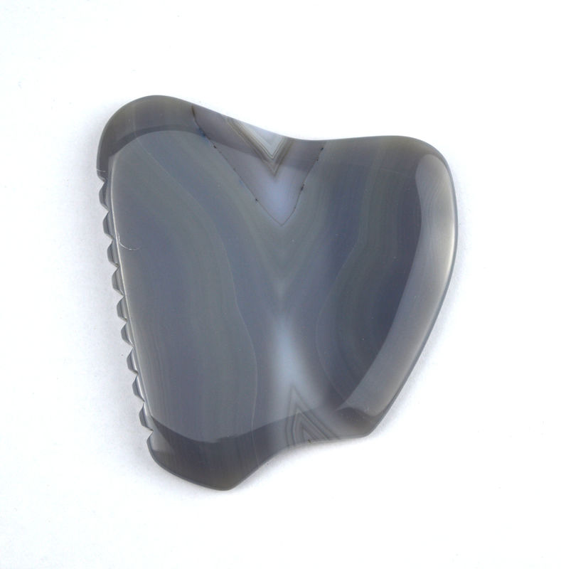 Strumento terapeutico di massaggio da raschiatura su misura 83g Agate grigio a righe Giada Gua Sha Pietra per viso e corpo