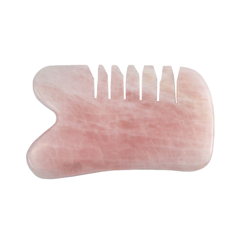 Massaggio della testa Rose Quartz Gua Sha Scalp Comb Tool per auto cura della pelle Spa Facial Lifting