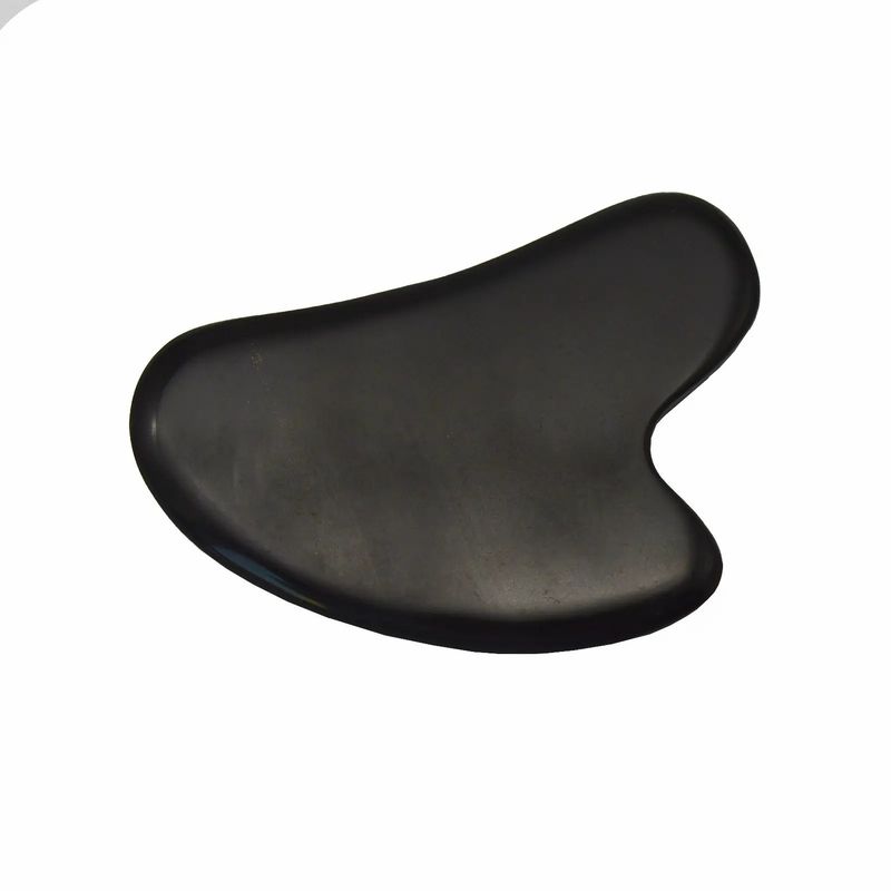 8*6cm Naturale Bian Nero Pietra Forma di Cuore Gua Sha Massaggio Strumento per Massaggio Faciale e Meditazione