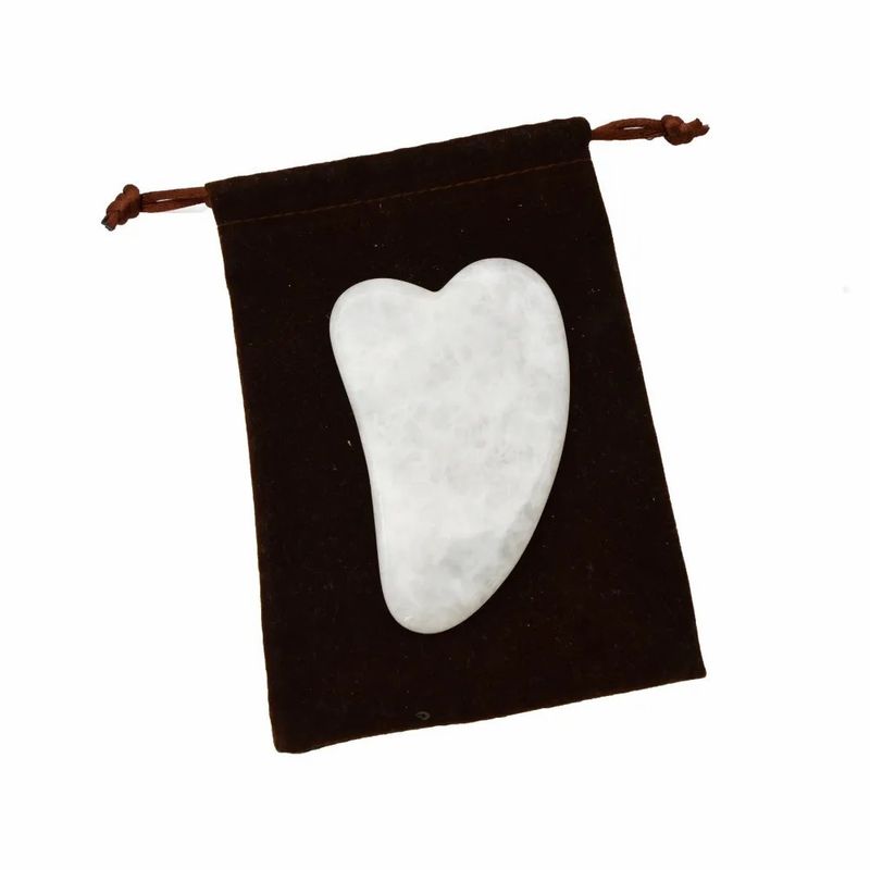 Strumento portatile Gua Sha in giada bianca per massaggi muscolari efficaci e cura della bellezza