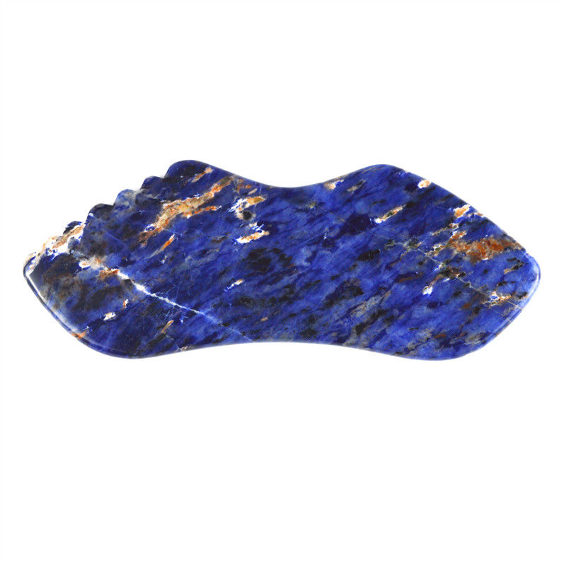 2024 Tendenza Forma delle labbra Blu Pietra Sodalite Gua Sha Massaggiatore di raschiatura per la bellezza della pelle del viso all'interno delle attrezzature di massaggio del corpo