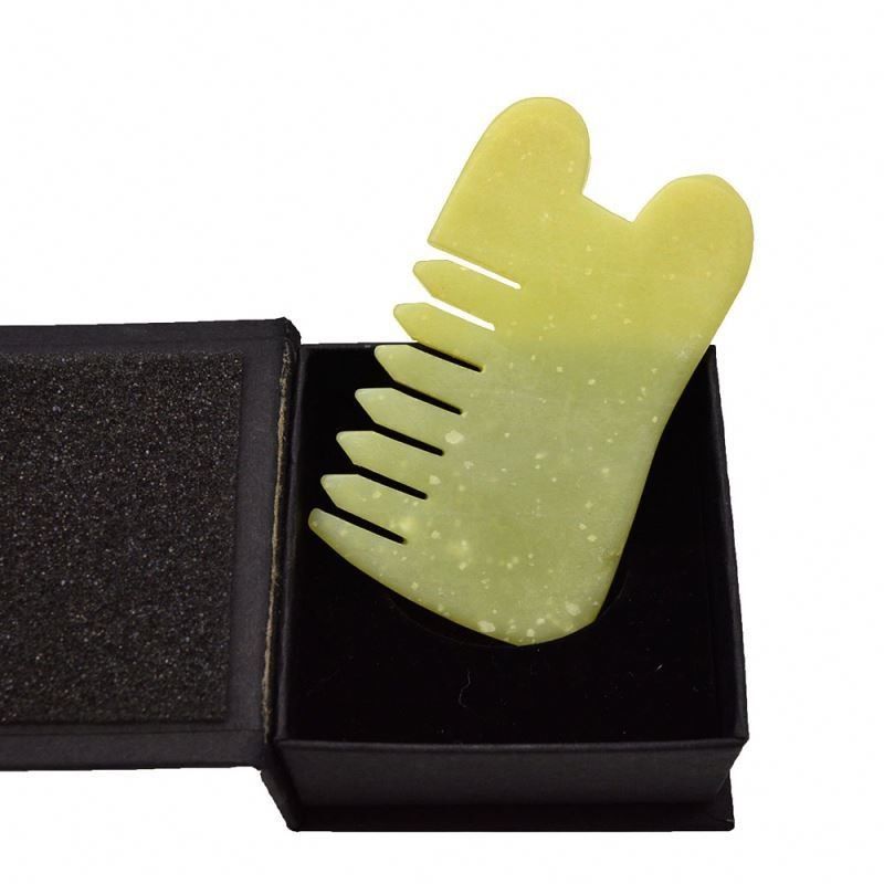 Massaggio per la salute del corpo Naturale Xiu Yan Pietra di giada Raschiatura Guasha pettine Capelli Faciale Scalpo Gua Sha Spazzola Strumenti per la testa