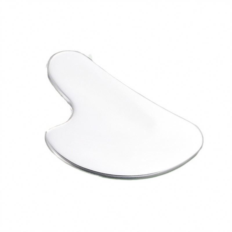 Logo personalizzato Strumento per la cura della pelle in acciaio inossidabile Tavola Gua Sha a forma di cuore per lifting facciale Massaggiatore metallico