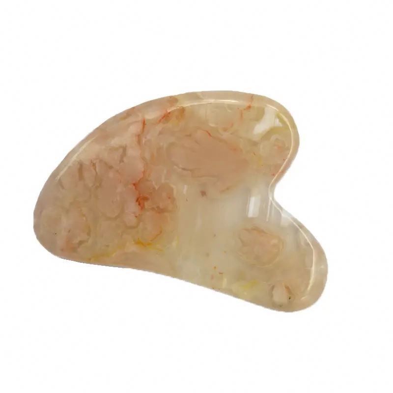 Cherry Blossom Agate Heart Shape Gua Sha Board Massaggio per la cura della pelle Strumento per la fisioterapia a infrarossi