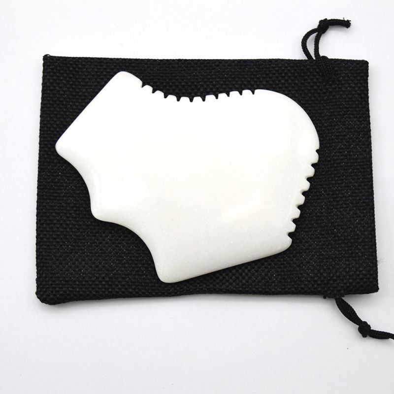 Massaggiatore Corporeo di Giada Bianca personalizzato Comodo Gua Sha Massaggio Faciale Strumento per il miglioramento della circolazione del corpo