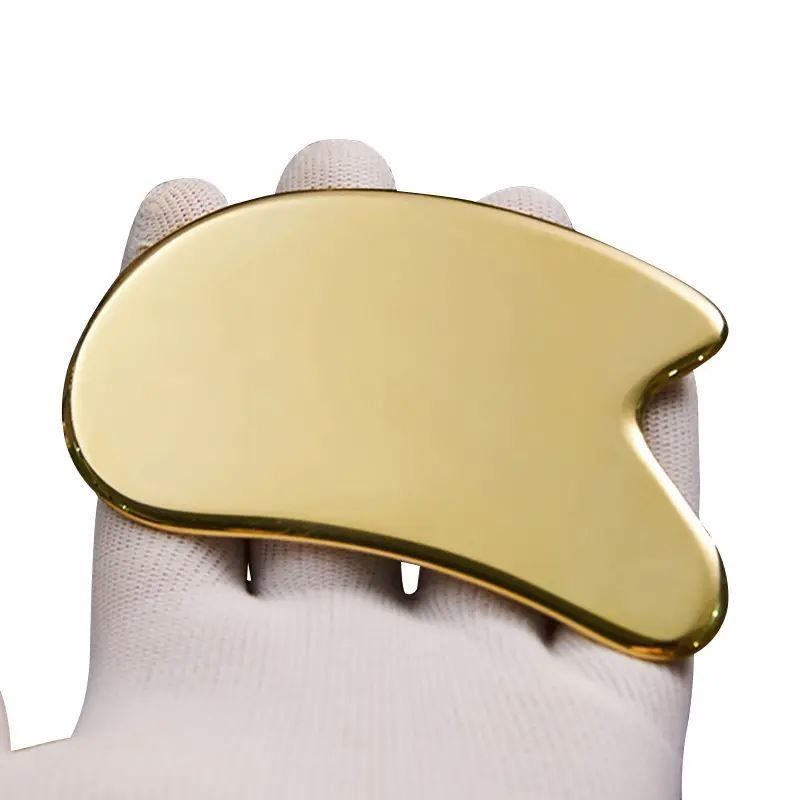 Certificato Sì Logo personalizzato Disponibile in rame Facial Gua sha Board Tools Brass Scraping Massage Gua sha Tool Face Massage Tools